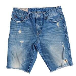 Polo Ralph Lauren Distressed Denim Shorts Kids Size 14 Blue Frayed Cotton Jean